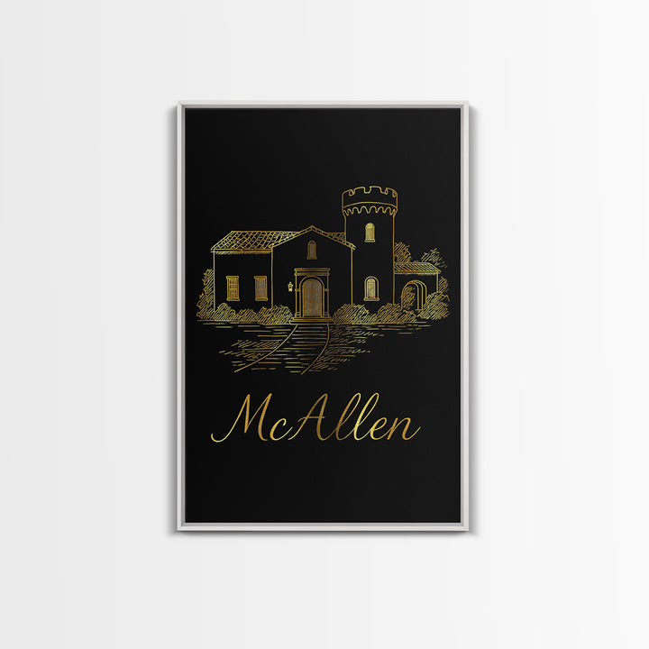 Mcallen Travel Poster, Canvas Print, Dark Minimalist Wall Art, Mcallen Poster Print, Travel Wall Decor, Retro Travel Print, Travel Posters