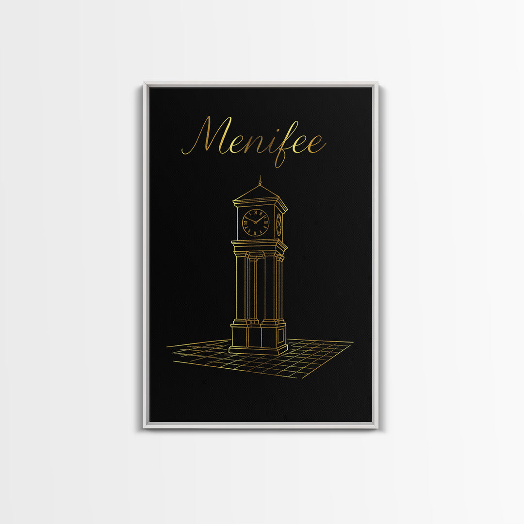 Menifee Travel Poster, Canvas Print, Black Gold Minimalist Art, Menifee Travel Art, City Art Print, Travel Wall Art, Travel Art Print