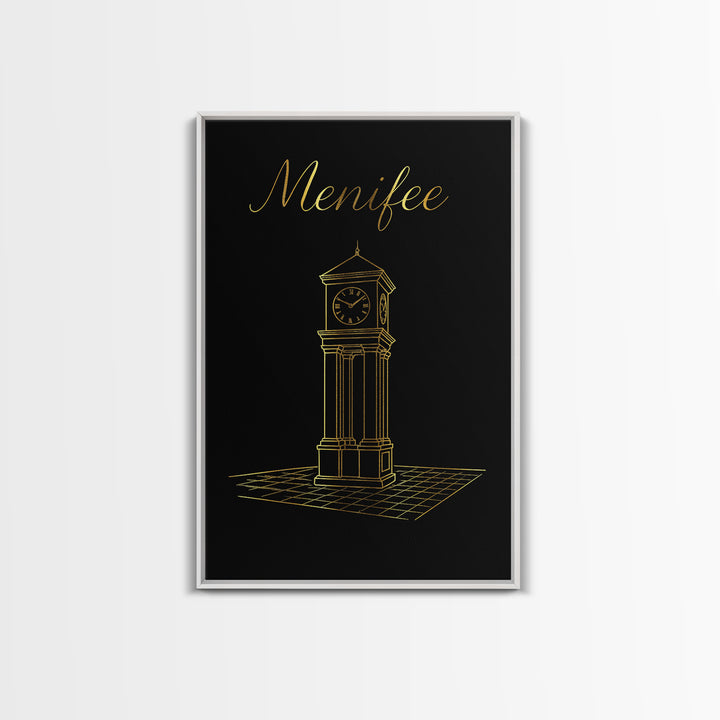Menifee Travel Poster, Canvas Print, Black Gold Minimalist Art, Menifee Travel Art, City Art Print, Travel Wall Art, Travel Art Print