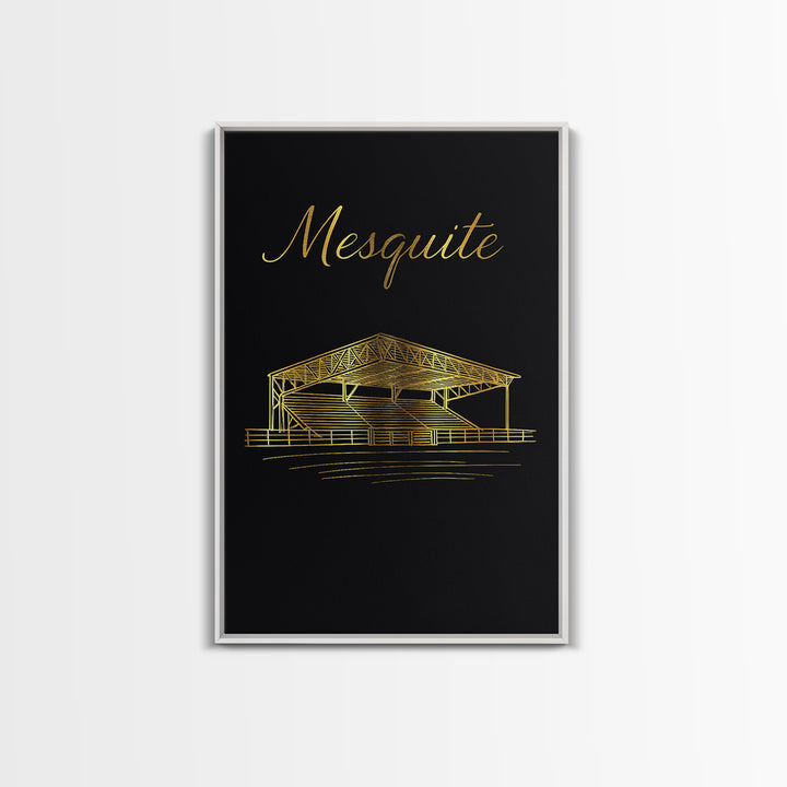 Mesquite Travel Poster, Framed Canvas Print, Minimalist Gold Line Art, Mesquite Art Print, Home Office Decor, Travel Art Print