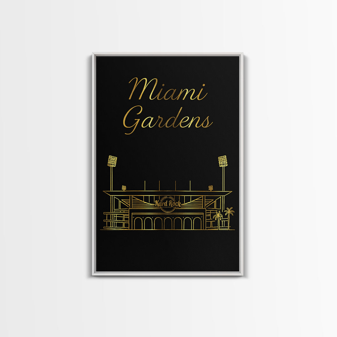 Miami Gardens Florida Travel Poster, Canvas Print, Dark Minimalist Wall Art, Miami Gardens Print, Wanderlust Decor, Retro Travel Print