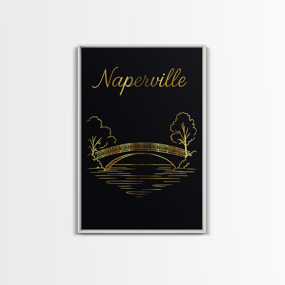 Naperville Illinois Travel Poster, Canvas Print, Dark Minimalist Wall Art, Naperville Wall Art, Living Room Wall Art, Travel Wall Decor