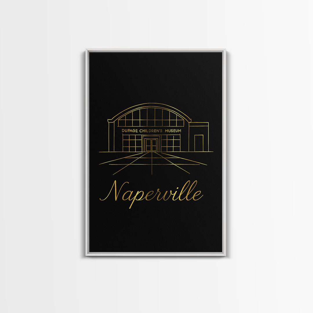Naperville Travel Poster, Canvas Print, Dark Minimalist Wall Art, Naperville Travel Art, Travel Art Print, Wanderlust Decor, Home Decor