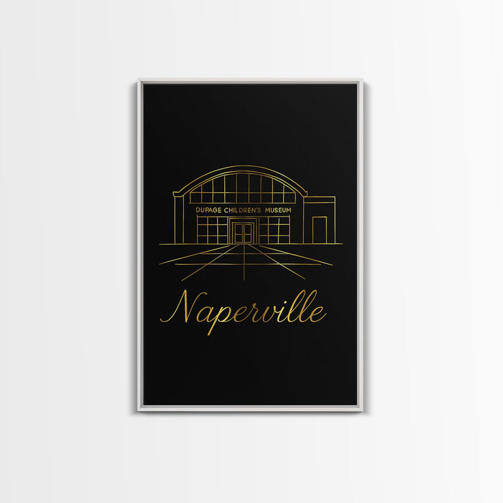 Naperville Travel Poster, Canvas Print, Dark Minimalist Wall Art, Naperville Travel Art, Travel Art Print, Wanderlust Decor, Home Decor