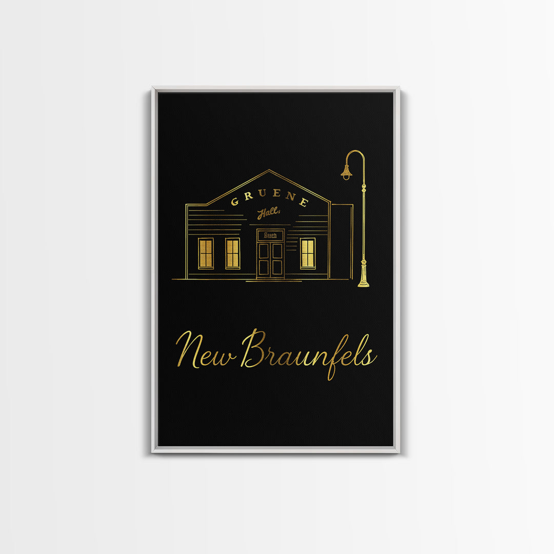 New Braunfels Travel Poster, Canvas Print, Minimalist Gold Line Art, New Braunfels City Art, Modern Wall Decor, Travel Wall Art