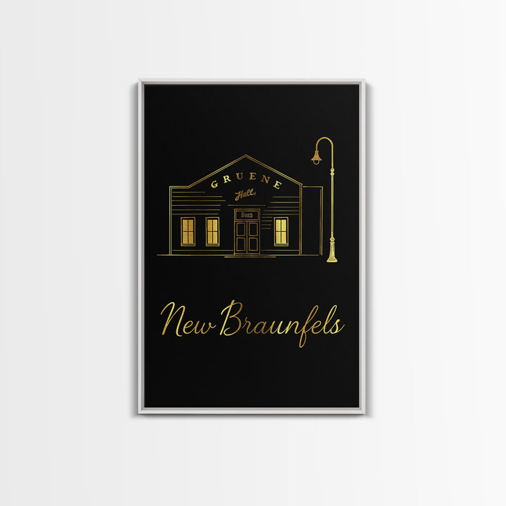 New Braunfels Travel Poster, Canvas Print, Minimalist Gold Line Art, New Braunfels City Art, Modern Wall Decor, Travel Wall Art