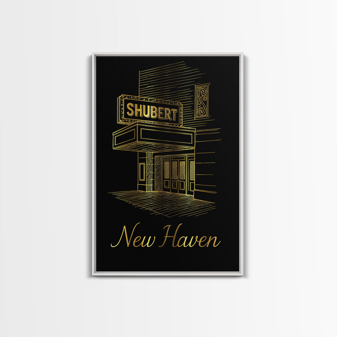 New Haven Travel Poster, Canvas Print, Minimalist Gold Line Art, New Haven Art Print, City Art Print, Travel Wall Art, Vintage City Poster
