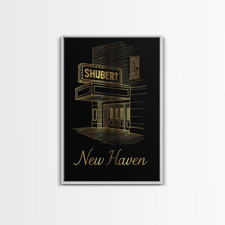 New Haven Travel Poster, Canvas Print, Minimalist Gold Line Art, New Haven Art Print, City Art Print, Travel Wall Art, Vintage City Poster