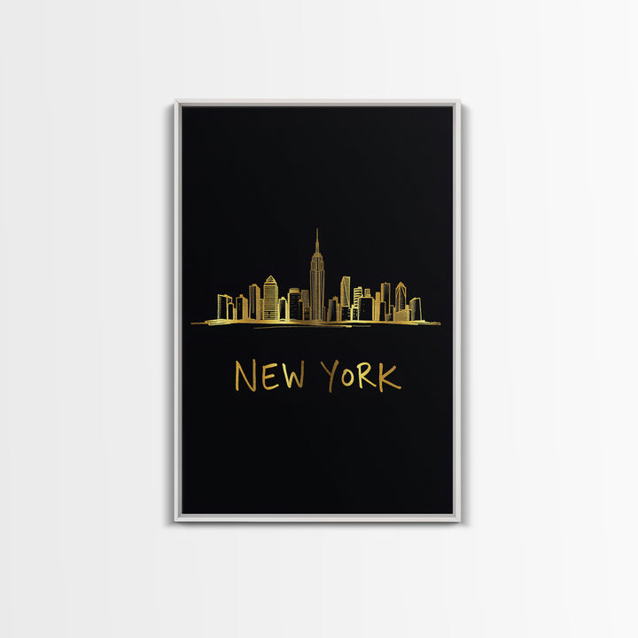 New York Travel Poster, Canvas Print, Black Gold Minimalist Art, New York Travel Art, Eclectic Wall Decor, City Art Print, Poster Print