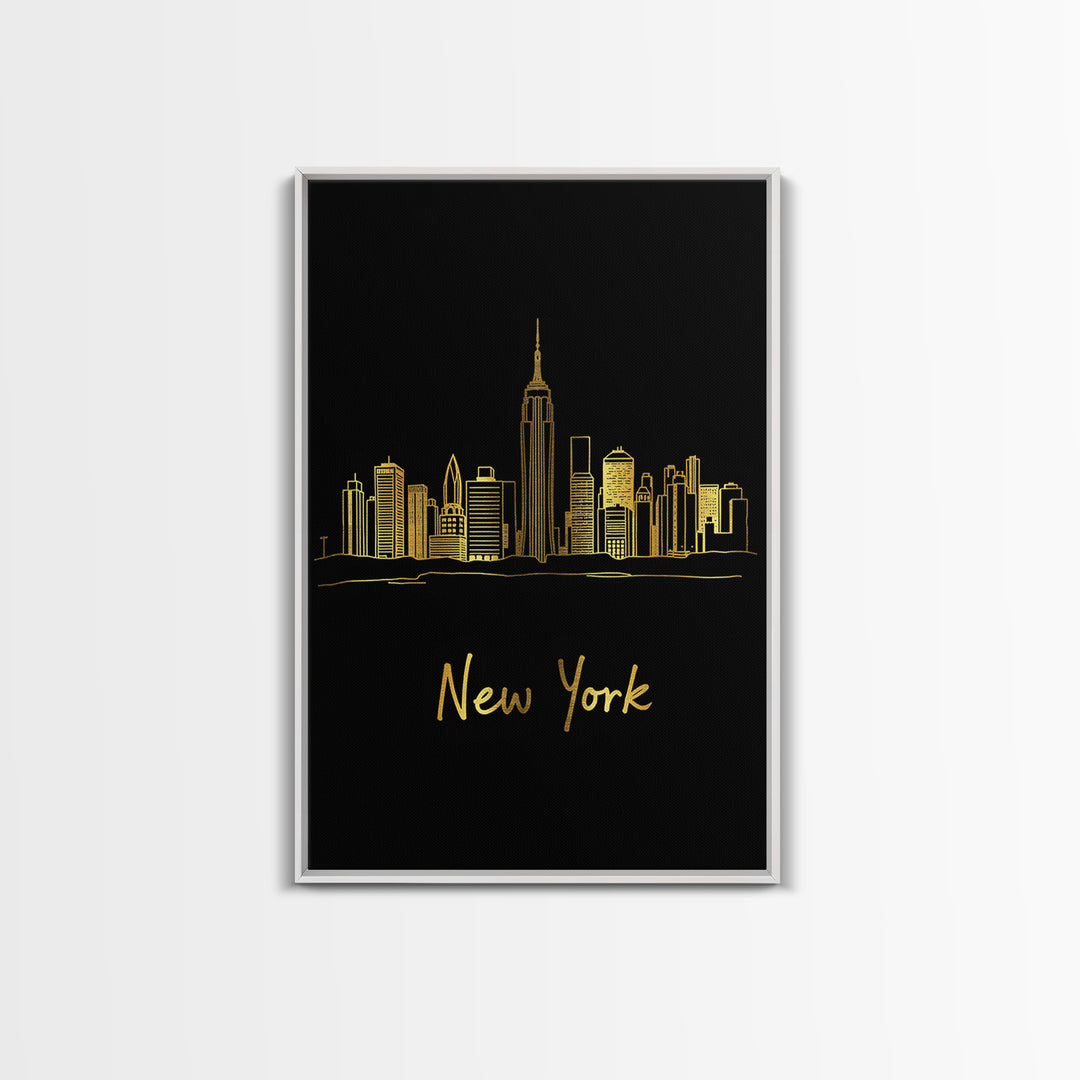 New York Travel Poster, Canvas Print, Dark Minimalist Wall Art, New York City Art, Home Office Decor, Living Room Wall Art, Travel Gift