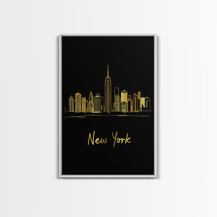 New York Travel Poster, Canvas Print, Dark Minimalist Wall Art, New York City Art, Home Office Decor, Living Room Wall Art, Travel Gift