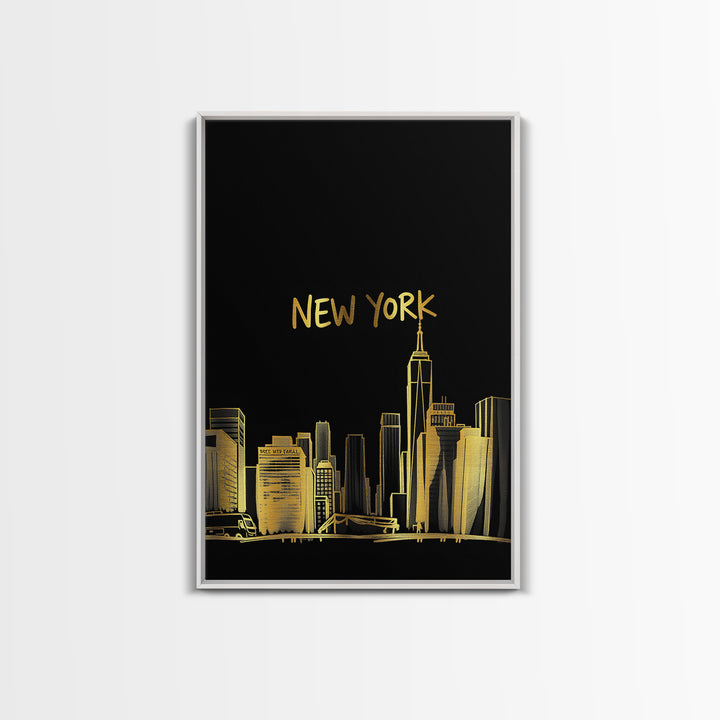 New York Travel Poster, Canvas Print, Black Gold Minimalist Art, New York Art Print, City Travel Prints, City Art Print, Travel Poster Set