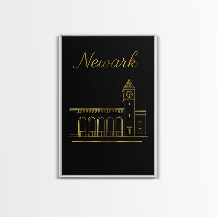 Newark New Jersey Travel Poster, Canvas Print, Minimalist Gold Line Art, Newark Art Print, Wall Art, Travel Art Print, Wanderlust Decor