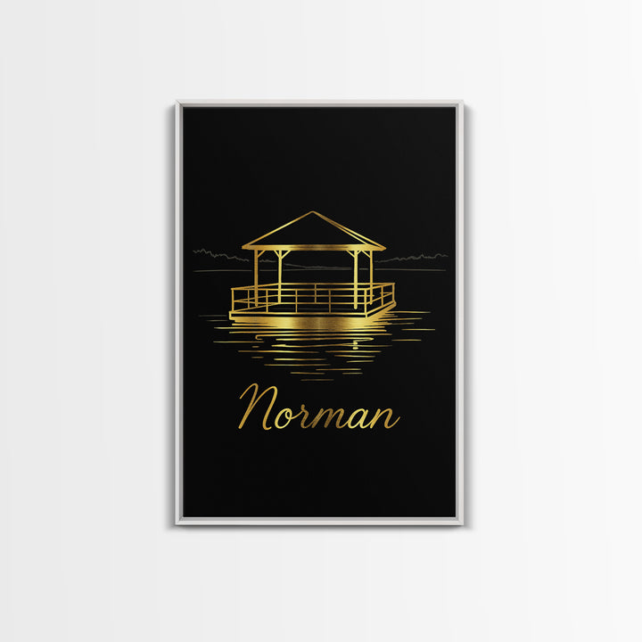 Norman Oklahoma Travel Poster, Canvas Print, Gold Outline Poster Art, Norman Poster Print, Travel Wall Art, City Travel Prints, Wall Decor