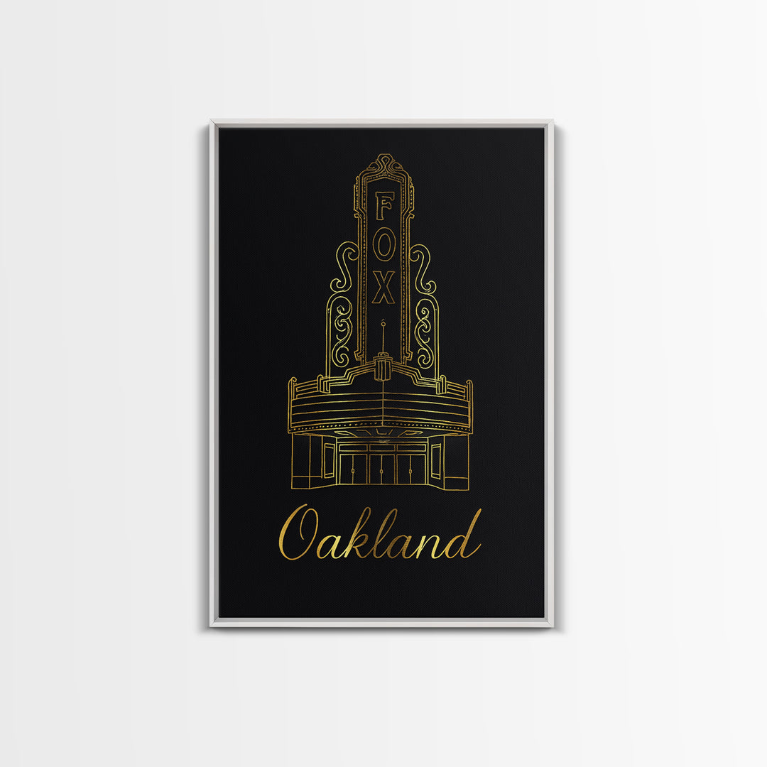 Oakland California Travel Poster, Canvas Print, Gold Outline Poster Art, Oakland City Art, Travel Poster Set, Gift For Travelers, Home Decor