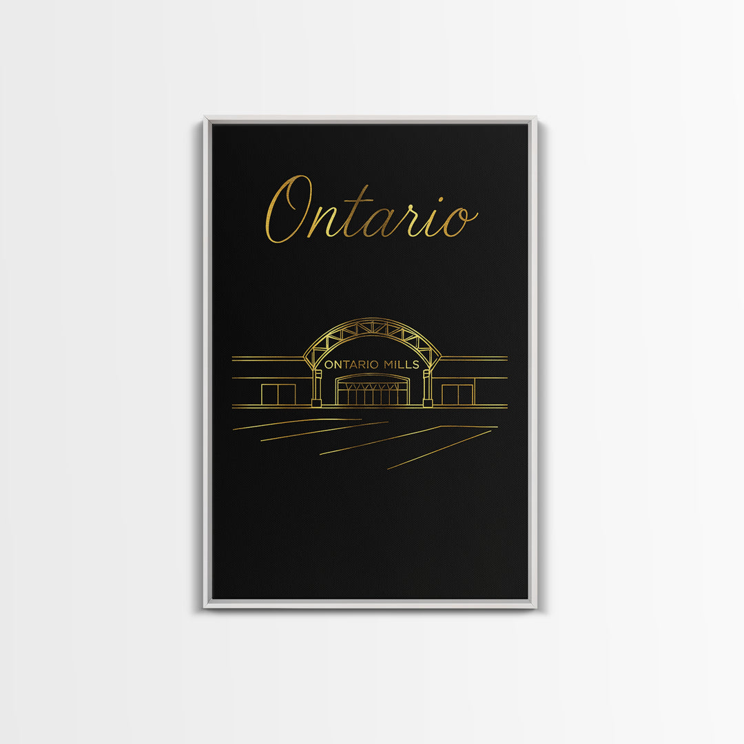 Ontario California Travel Poster, Framed Canvas Print, Dark Minimalist Wall Art, Ontario Poster Print, Travel Poster Art, Travel Wall Decor