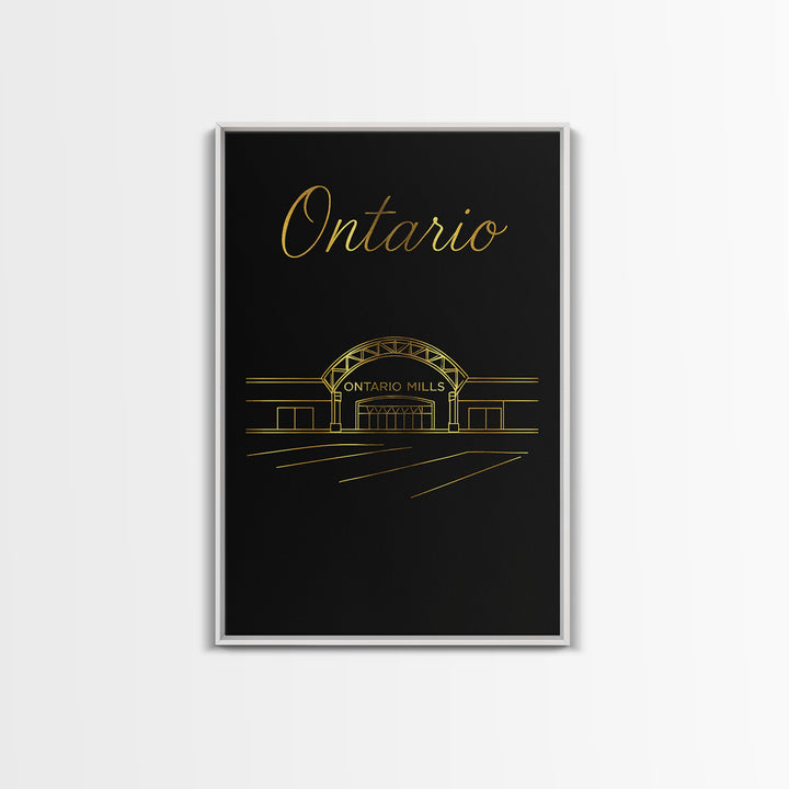 Ontario California Travel Poster, Framed Canvas Print, Dark Minimalist Wall Art, Ontario Poster Print, Travel Poster Art, Travel Wall Decor