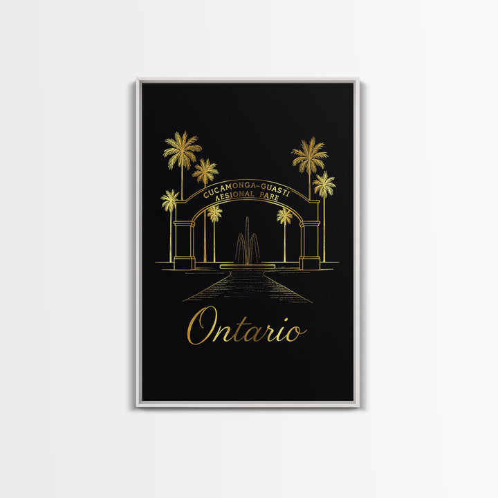 Ontario Travel Poster, Framed Canvas Print, Gold Outline Poster Art, Ontario Travel Art, Vintage City Art, Fine Art Print, Travel Gift