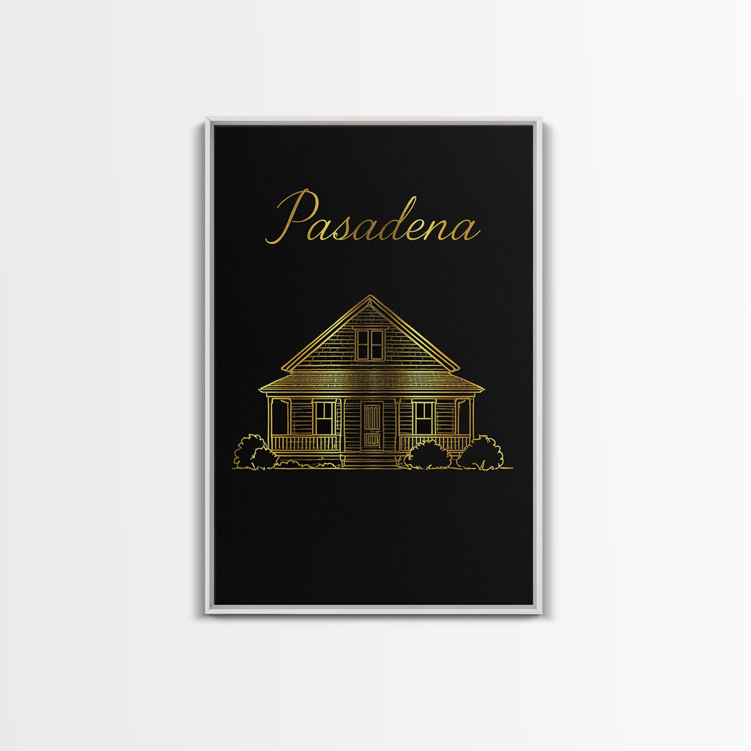 Pasadena California Travel Poster, Canvas Print, Dark Minimalist Wall Art, Pasadena Poster Print, Travel Poster Art, Gift For Travelers