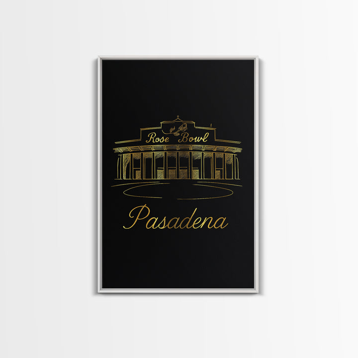 Pasadena Travel Poster, Framed Canvas Print, Gold Outline Poster Art, Pasadena City Art, City Travel Prints, Travel Wall Decor