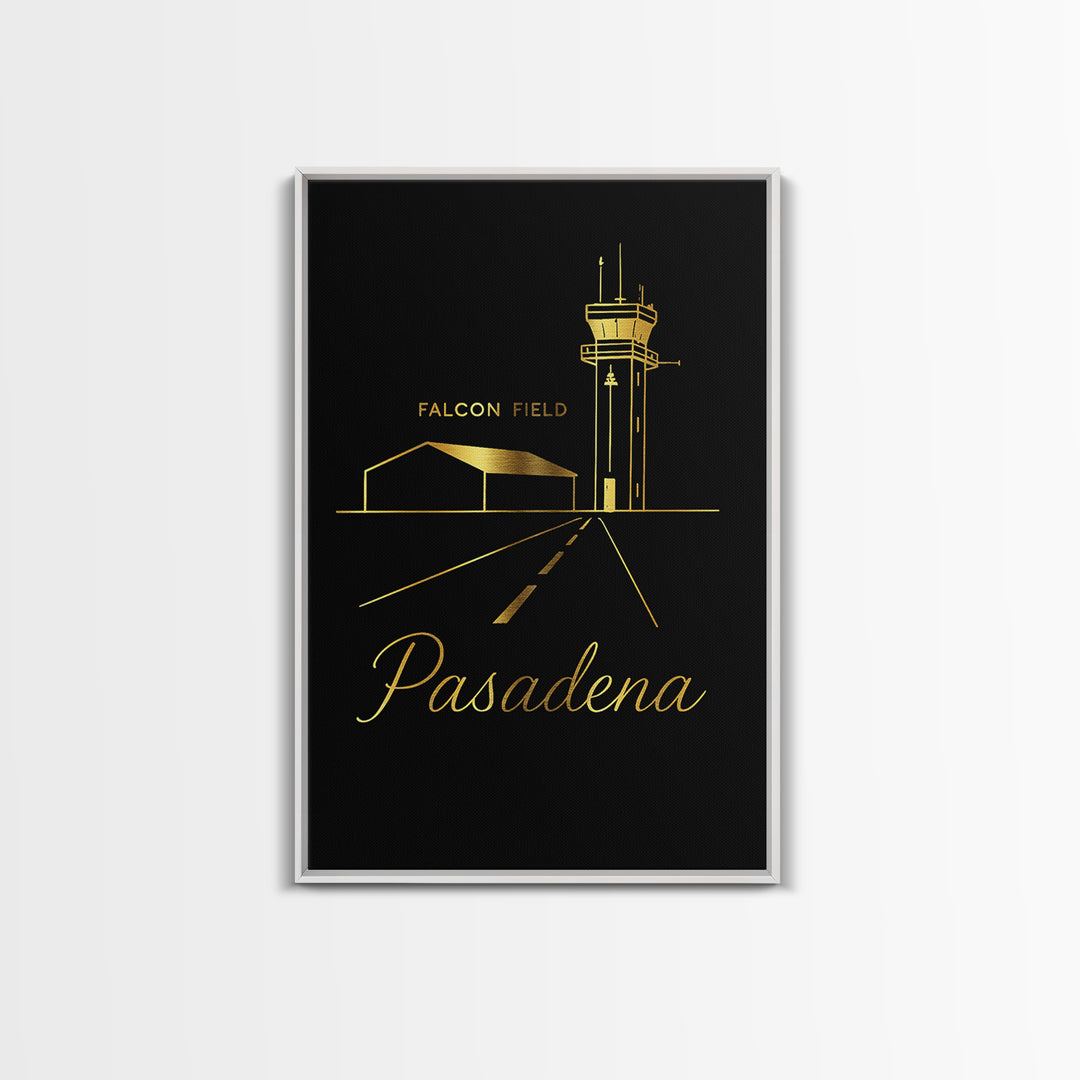 Pasadena Travel Poster, Framed Canvas Print, Black Gold Minimalist Art, Pasadena City Art, Fine Art Print, Travel Poster Art, Wall Art