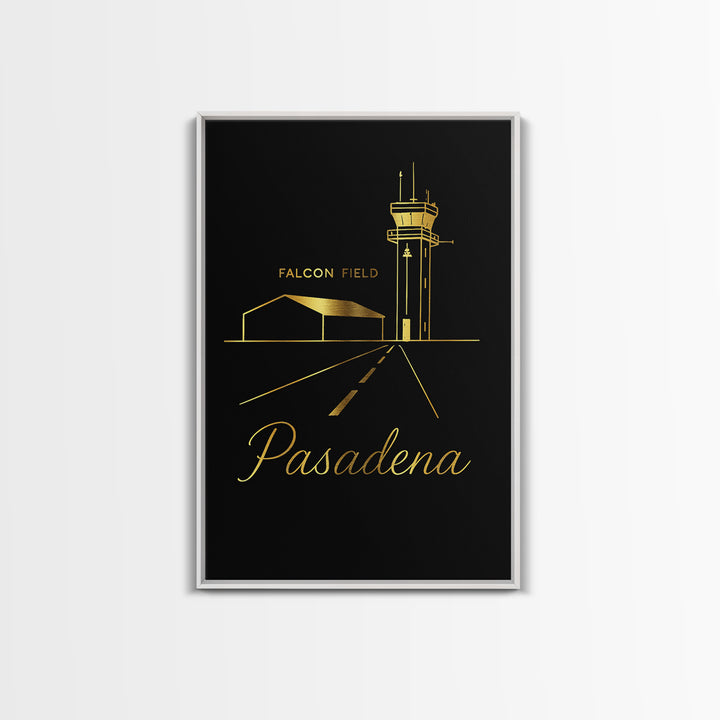 Pasadena Travel Poster, Framed Canvas Print, Black Gold Minimalist Art, Pasadena City Art, Fine Art Print, Travel Poster Art, Wall Art