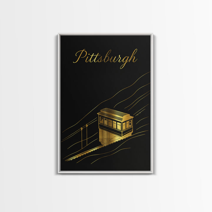 Pittsburgh Pennsylvania Travel Poster, Canvas Print, Black Gold Minimalist Art, Pittsburgh Travel Art, Wanderlust Decor, Travel Poster Set