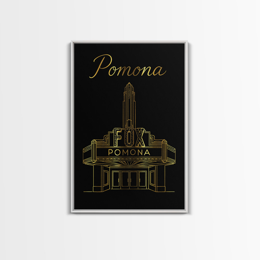 Pomona Travel Poster, Framed Canvas Print, Black Gold Minimalist Art, Pomona Wall Art, Travel Art Print, Travel Poster Set, Fine Art Print