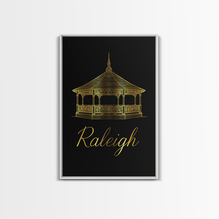 Raleigh Travel Poster, Framed Canvas Print, Dark Minimalist Wall Art, Raleigh City Art, Travel Poster Art, Fine Art Print, Poster Print