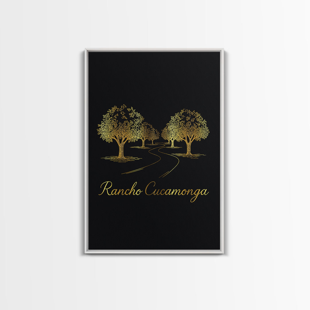 Rancho Cucamonga California Travel Poster, Canvas Print, Gold Outline Poster Art, Rancho Cucamonga Wall Art, Art Print, Travel Poster Set