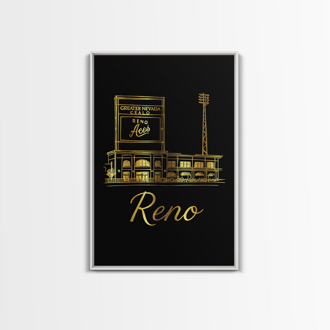 Reno Nevada Travel Poster, Canvas Print, Minimalist Gold Line Art, Reno Poster Print, Travel Poster Art, Travel Wall Decor, Travel Decor