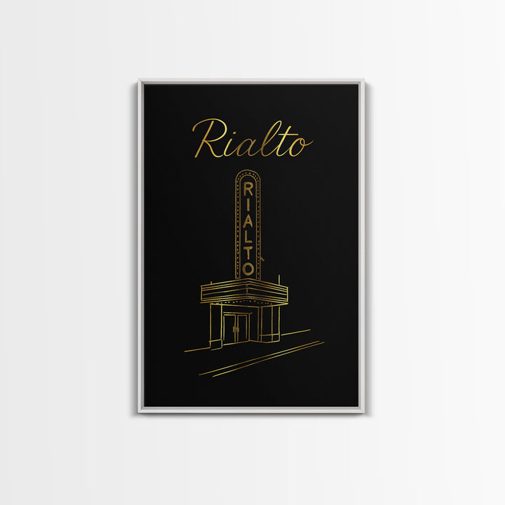 Rialto California Travel Poster, Canvas Print, Gold Outline Poster Art, Rialto Wall Art, Wall Decor, Travel Poster Set, Gift For Travelers