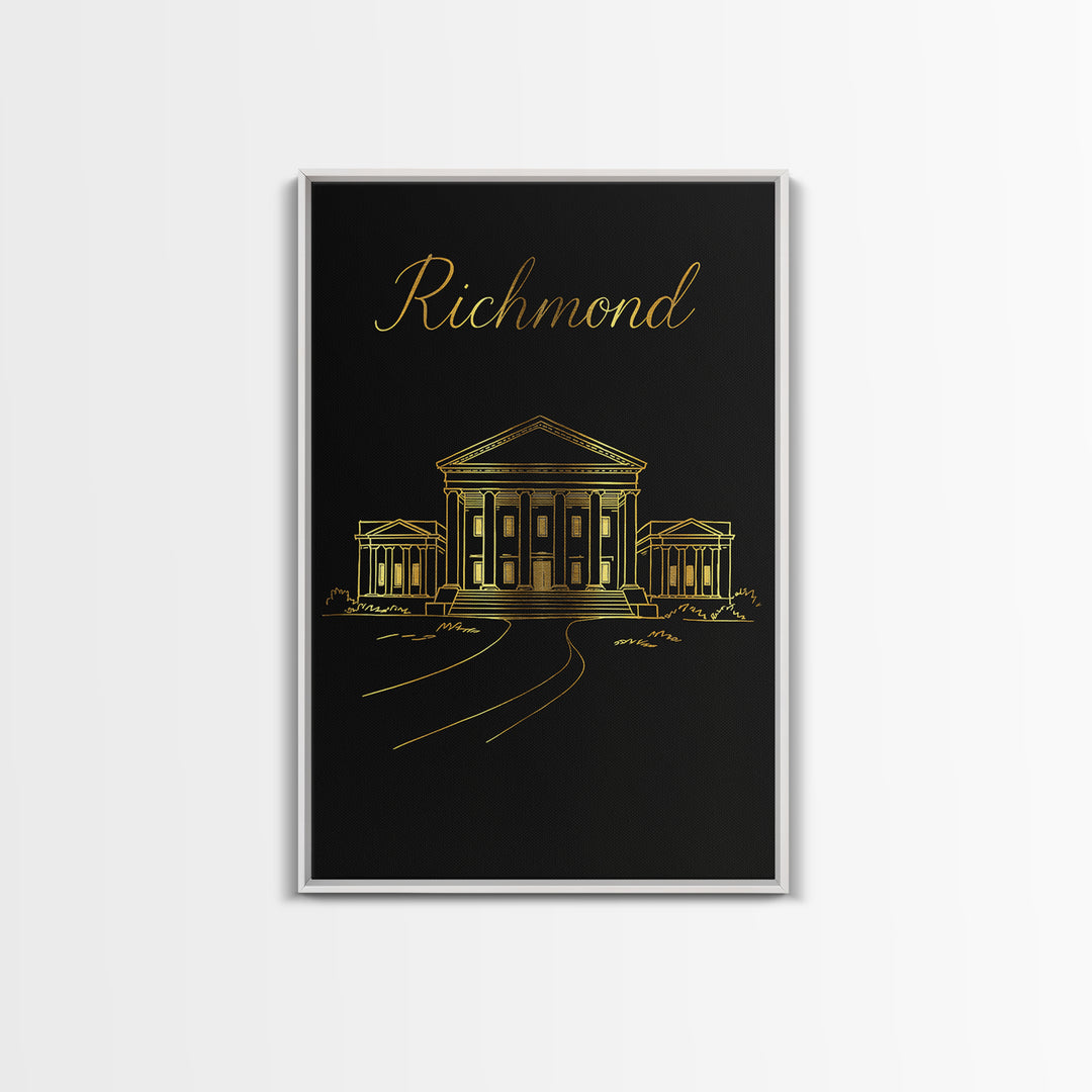 Richmond Travel Poster, Framed Canvas Print, Dark Minimalist Wall Art, Richmond Wall Art, Retro Travel Print, Travel Wall Art, Design 2