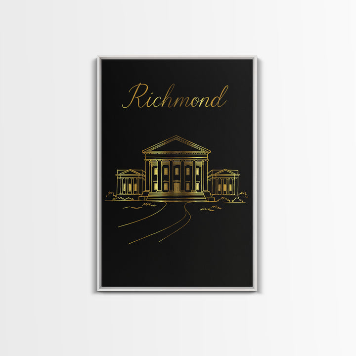 Richmond Travel Poster, Framed Canvas Print, Dark Minimalist Wall Art, Richmond Wall Art, Retro Travel Print, Travel Wall Art, Design 2