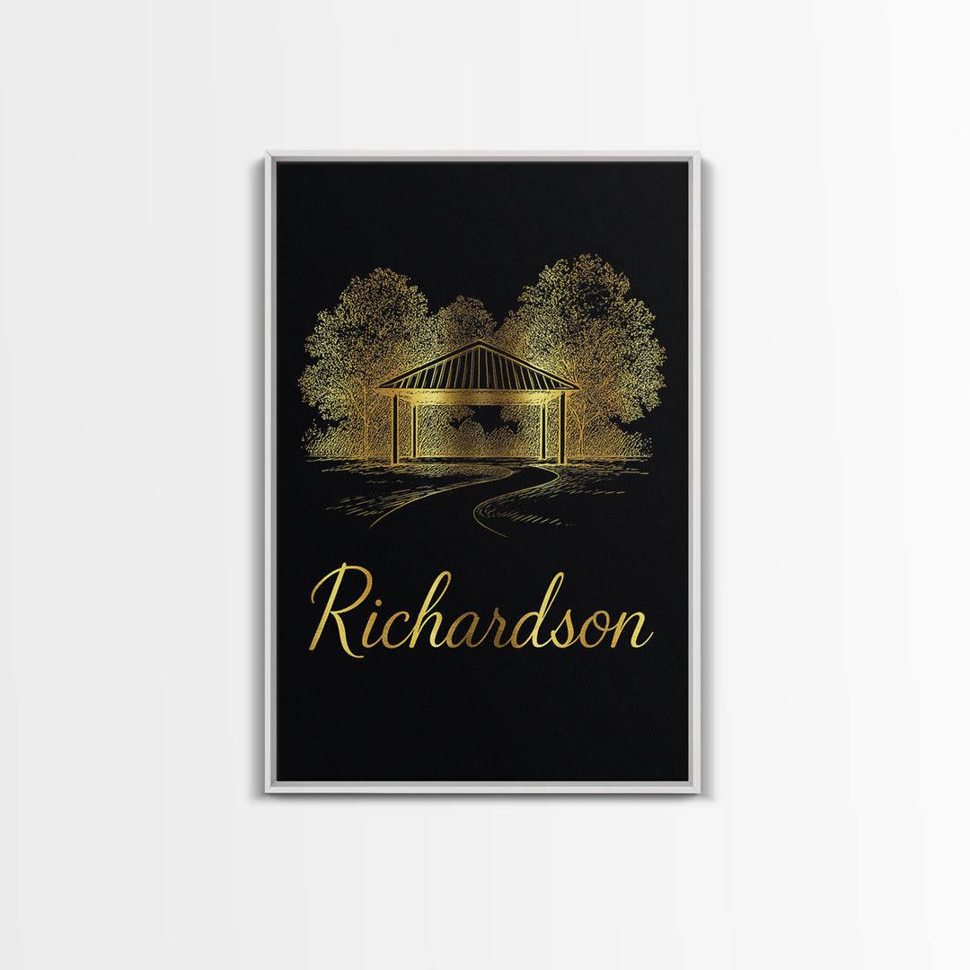 Richrdson Travel Poster, Framed Canvas Print, Dark Minimalist Wall Art, Richrdson Art Print, Travel Poster Art, City Art Print