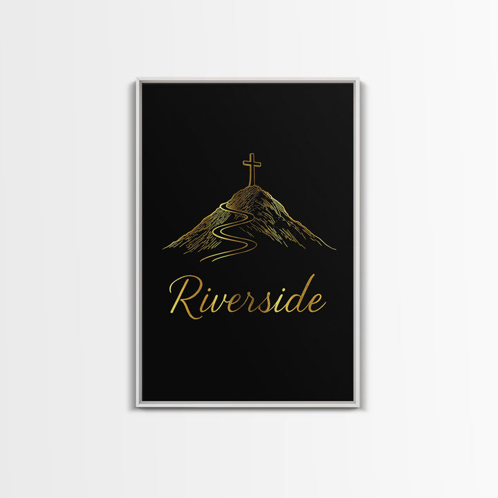 Riverside California Travel Poster, Canvas Print, Minimalist Gold Line Art, Riverside Art Print, Wall Decor, City Illustration, Art Print