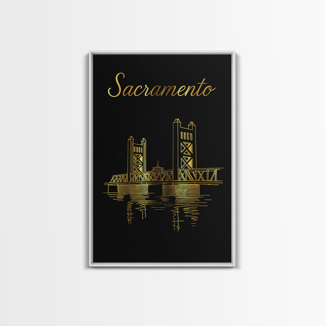 Sacramento Travel Poster, Canvas Print, Dark Minimalist Wall Art, Sacramento Poster Print, Travel Poster Art, Wanderlust Decor