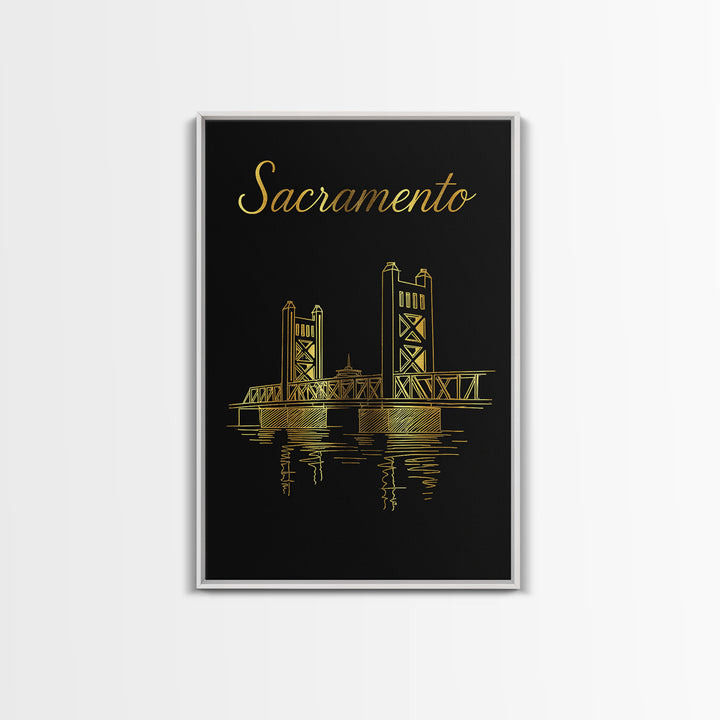 Sacramento Travel Poster, Canvas Print, Dark Minimalist Wall Art, Sacramento Poster Print, Travel Poster Art, Wanderlust Decor
