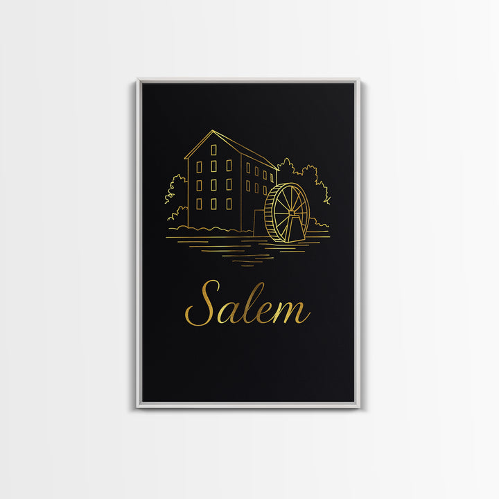Salem Oregon Travel Poster, Canvas Print, Minimalist Gold Line Art, Salem Art Print, Travel Wall Art, Travel Poster Set, Travel Poster Art
