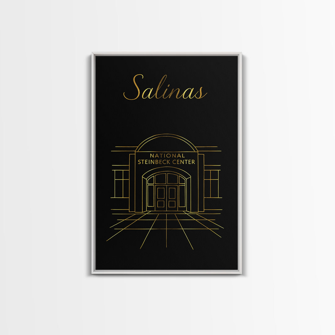 Salinas Travel Poster, Canvas Print, Gold Outline Poster Art, Salinas Poster Print, Travel Wall Art, Eclectic Wall Decor, City Travel Prints
