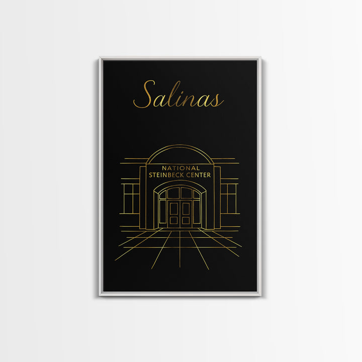 Salinas Travel Poster, Canvas Print, Gold Outline Poster Art, Salinas Poster Print, Travel Wall Art, Eclectic Wall Decor, City Travel Prints