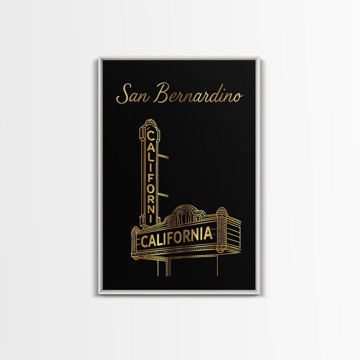 San Bernardino California Travel Poster, Canvas Print, Dark Minimalist Wall Art, San Bernardino Travel Art, Retro Travel Print, Retro Poster