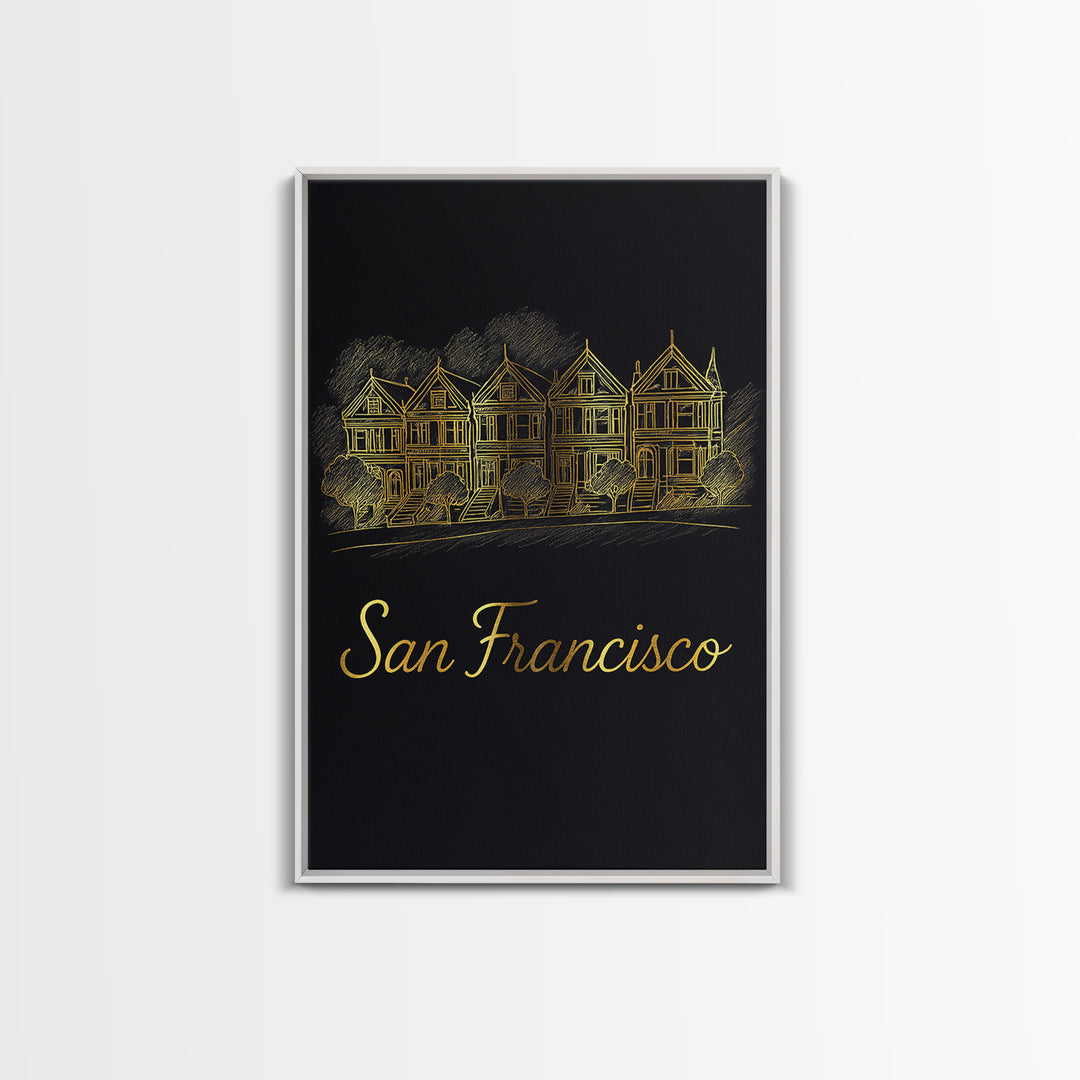 San Francisco California Travel Poster, Canvas Print, Dark Minimalist Wall Art, San Francisco Travel Art, Living Room Wall Art, Travel Gift