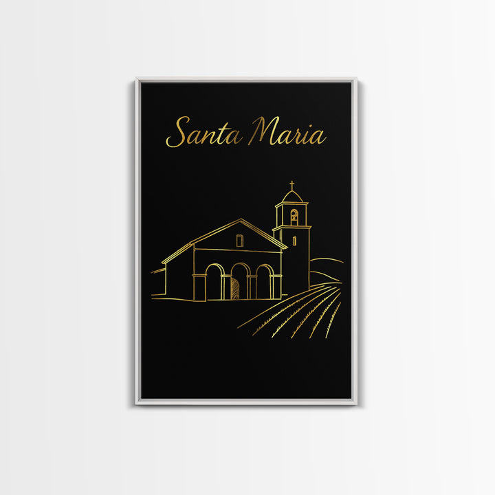 Santa Maria Travel Poster, Canvas Print, Dark Minimalist Wall Art, Santa Maria Travel Art, Travel Wall Art, City Illustration, Design 2