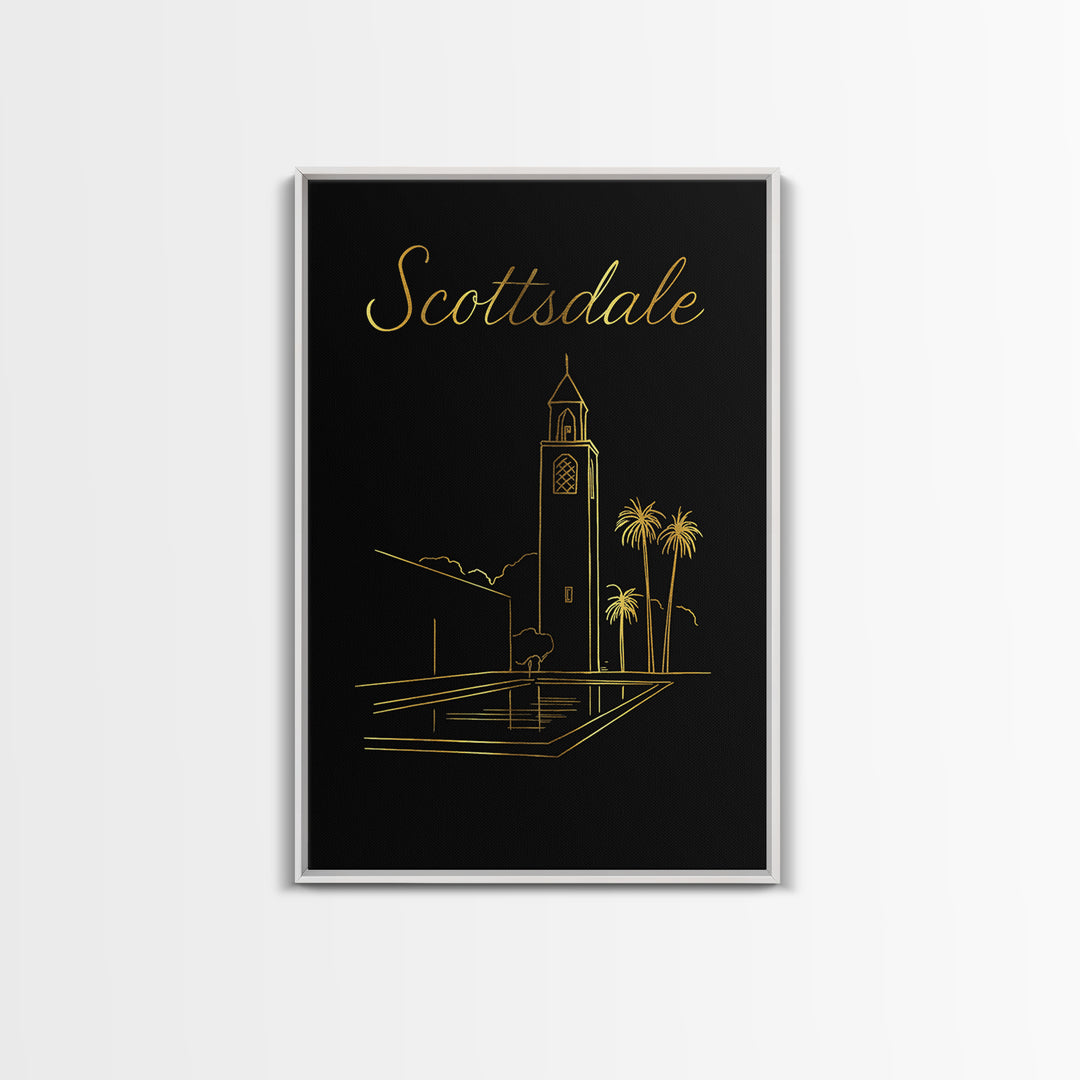 Scottsdale Travel Poster, Framed Canvas Print, Dark Minimalist Wall Art, Scottsdale Poster Print, Fine Art Print, Home Office Decor