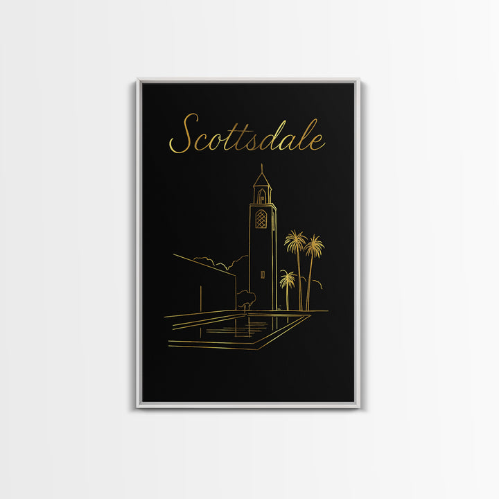 Scottsdale Travel Poster, Framed Canvas Print, Dark Minimalist Wall Art, Scottsdale Poster Print, Fine Art Print, Home Office Decor