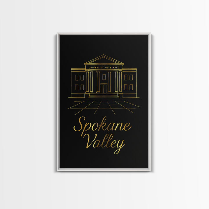 Spokane Valley Washington Travel Poster, Canvas Print, Dark Minimalist Wall Art, Spokane Valley Art Print, Travel Poster Art, Office Decor