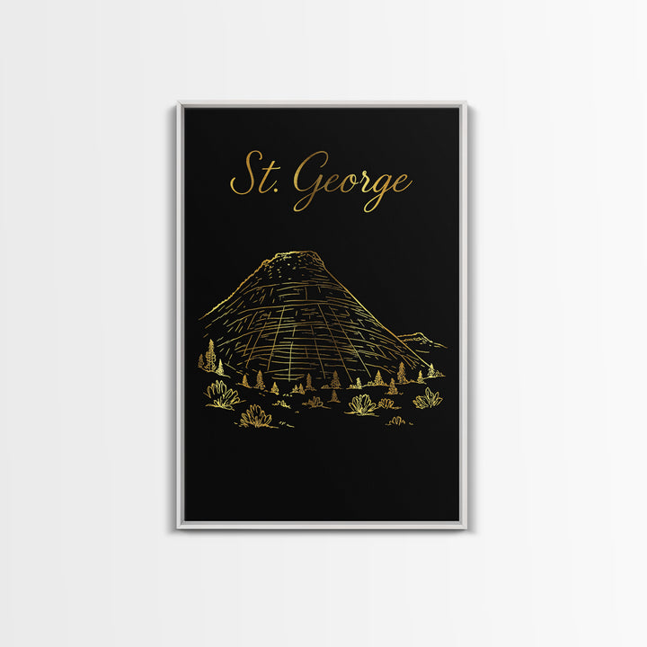 St George Travel Poster, Canvas Print, Black Gold Minimalist Art, St George Wall Art, City Travel Prints, Travel Art Print, Fine Art Print