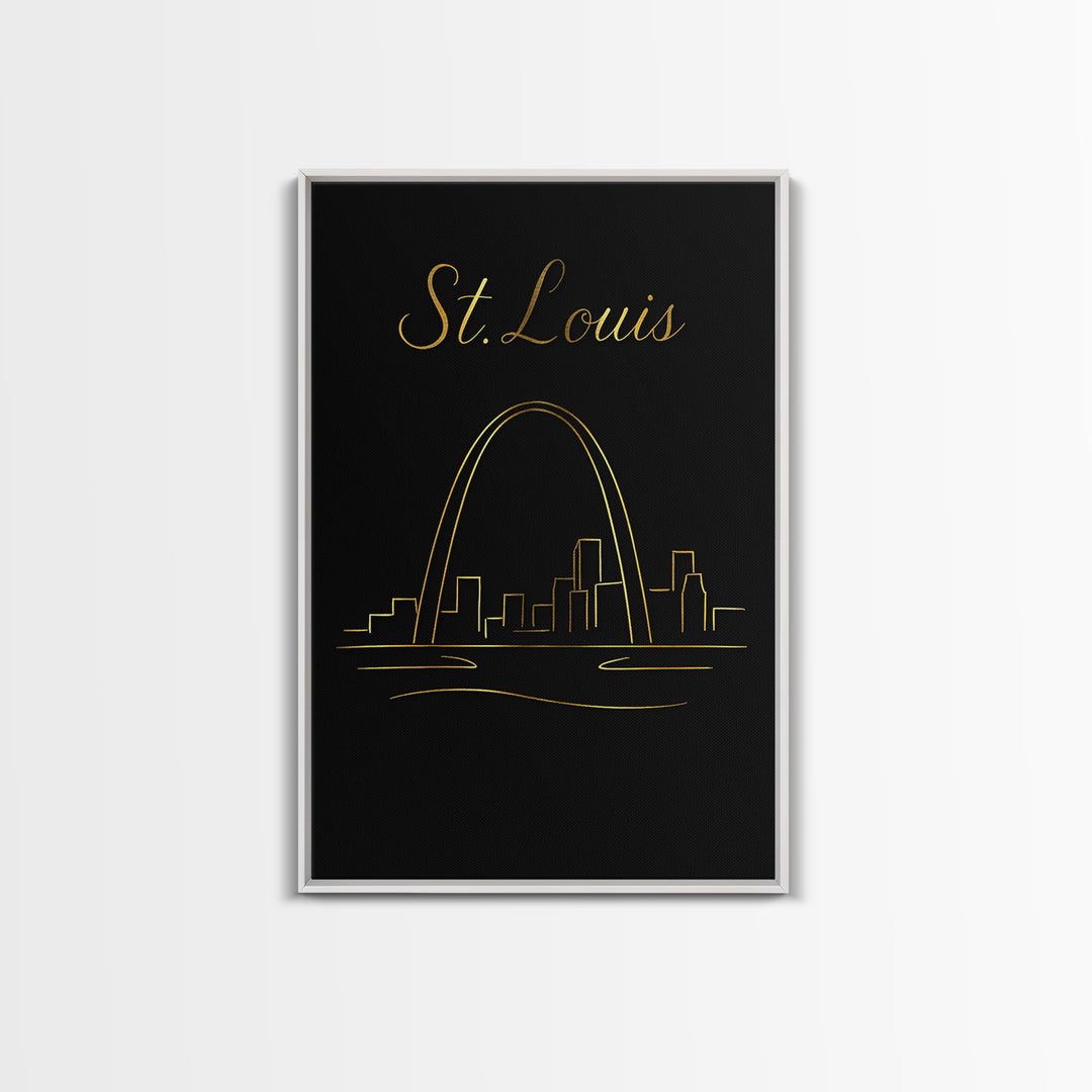 St Louis Travel Poster, Canvas Print, Dark Minimalist Wall Art, St Louis Art Print, Home Office Decor, City Illustration, Wanderlust Decor