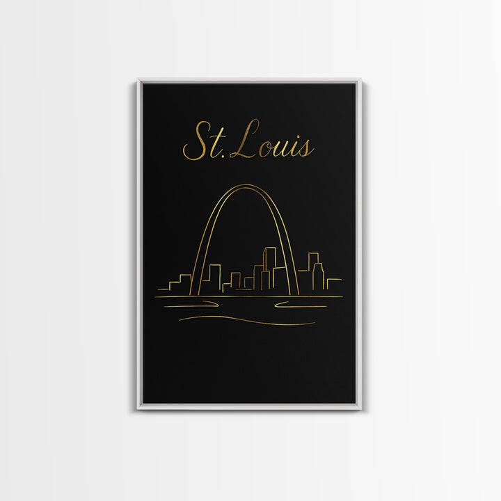 St Louis Travel Poster, Canvas Print, Dark Minimalist Wall Art, St Louis Art Print, Home Office Decor, City Illustration, Wanderlust Decor
